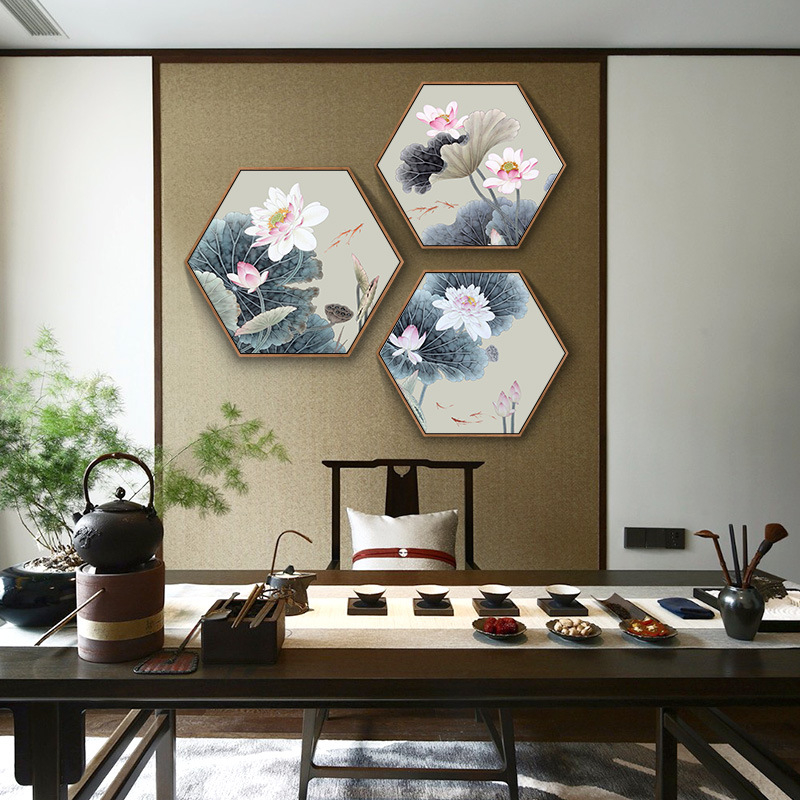 Tranh hoa sen bát giác trang trí tường decor phòng khách ngủ chất liệu tráng gương cao cấp xả kho nhiều mẫu siêu đẹp