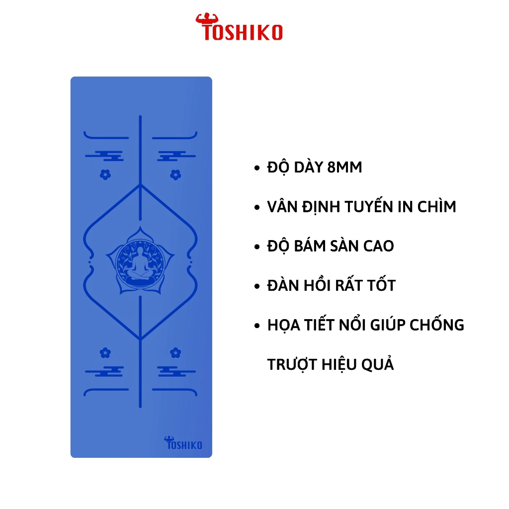 Thảm tập Yoga định tuyến Toshiko cao cấp dày 8mm chống trơn trượt