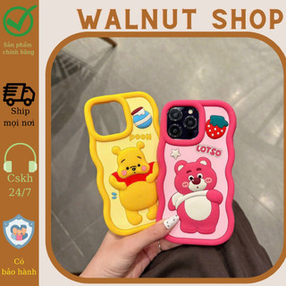 Ốp cao su kute viền sóng gấu dâu và gấu POOH từ ip6plus - ip14 promax || new case for iphone
