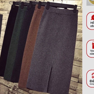 Chân váy len dáng dài xẻ tà (Video+Ảnh thật)