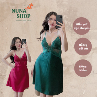 Váy Ngủ 2 Dây Phối Ren Có Mút Ngực Lụa Cực Mát Lụa latin cao cấp - Mặc ngủ/dạo phố/chơi/gợi cảm/mát mẻ