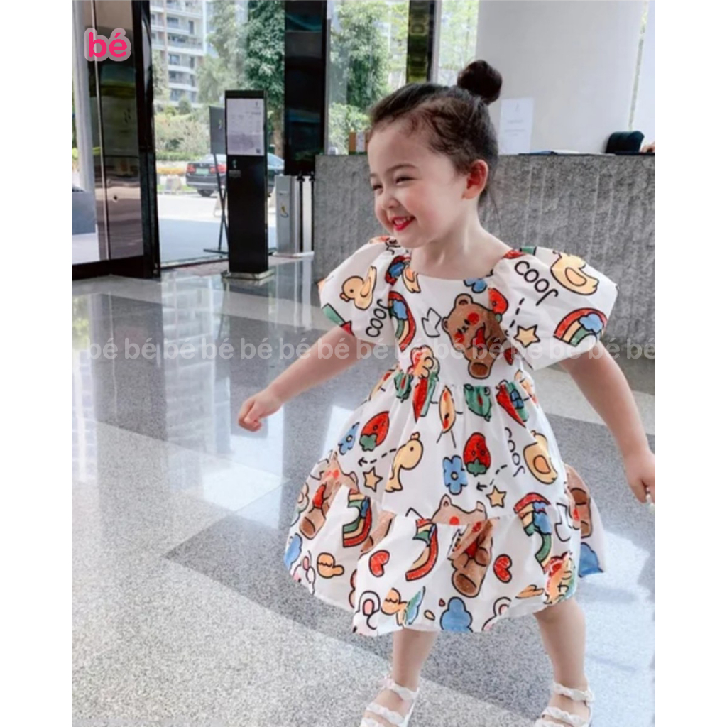 Váy xinh cho bé gái họa tiết dễ thương cực xinh.