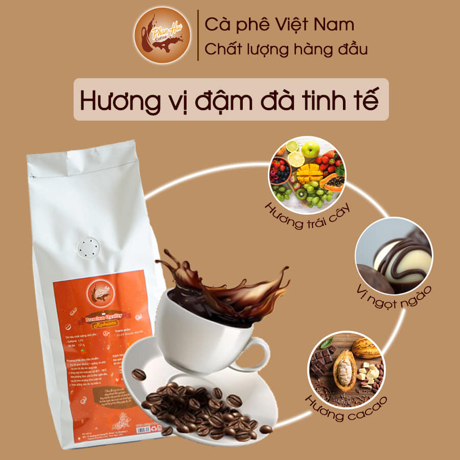 cà phê rubusta rang mộc Phan Hui cafe nguyên chất Phan Hui coffee