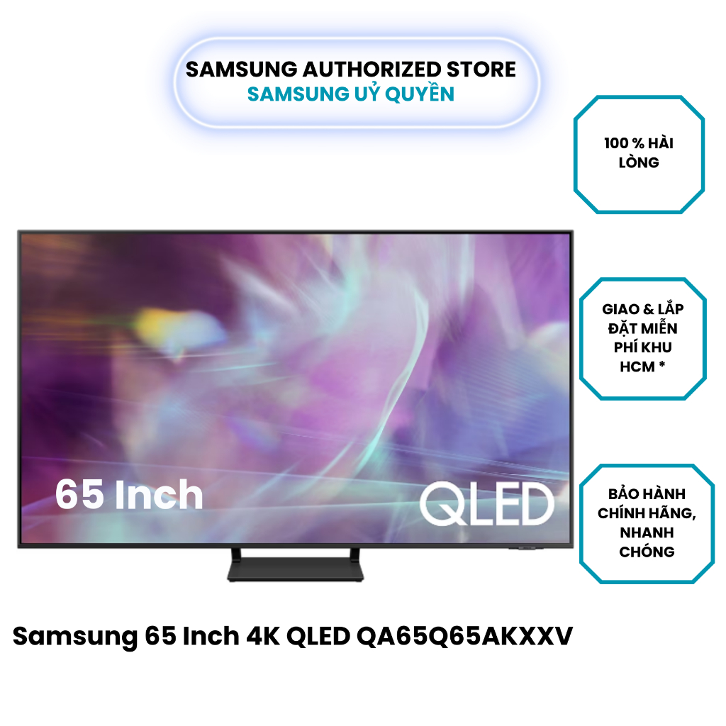  Smart Tivi Samsung 65 Inch 4K QLED QA65Q65AKXXV - Miễn phí lắp đặt - Bảo hành chính hãng.