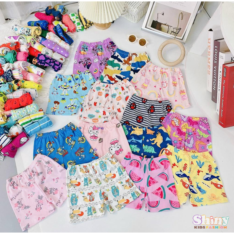 Quần đùi chục cho bé gái thun cotton 100% co dãn thấm hút mồ hôi họa tiết cho bé gái từ 10-50kg