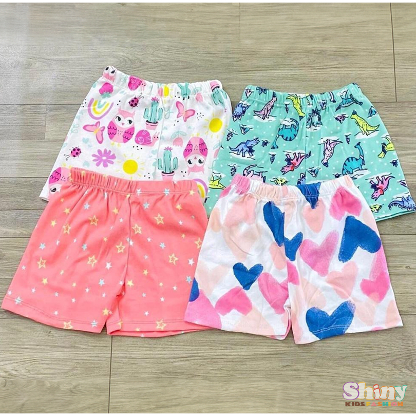 Quần đùi chục cho bé gái thun cotton 100% co dãn thấm hút mồ hôi họa tiết cho bé gái từ 10-50kg