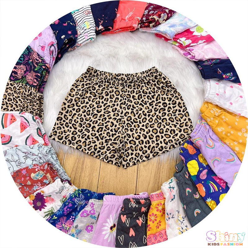 Quần đùi chục cho bé gái thun cotton 100% co dãn thấm hút mồ hôi họa tiết cho bé gái từ 10-50kg