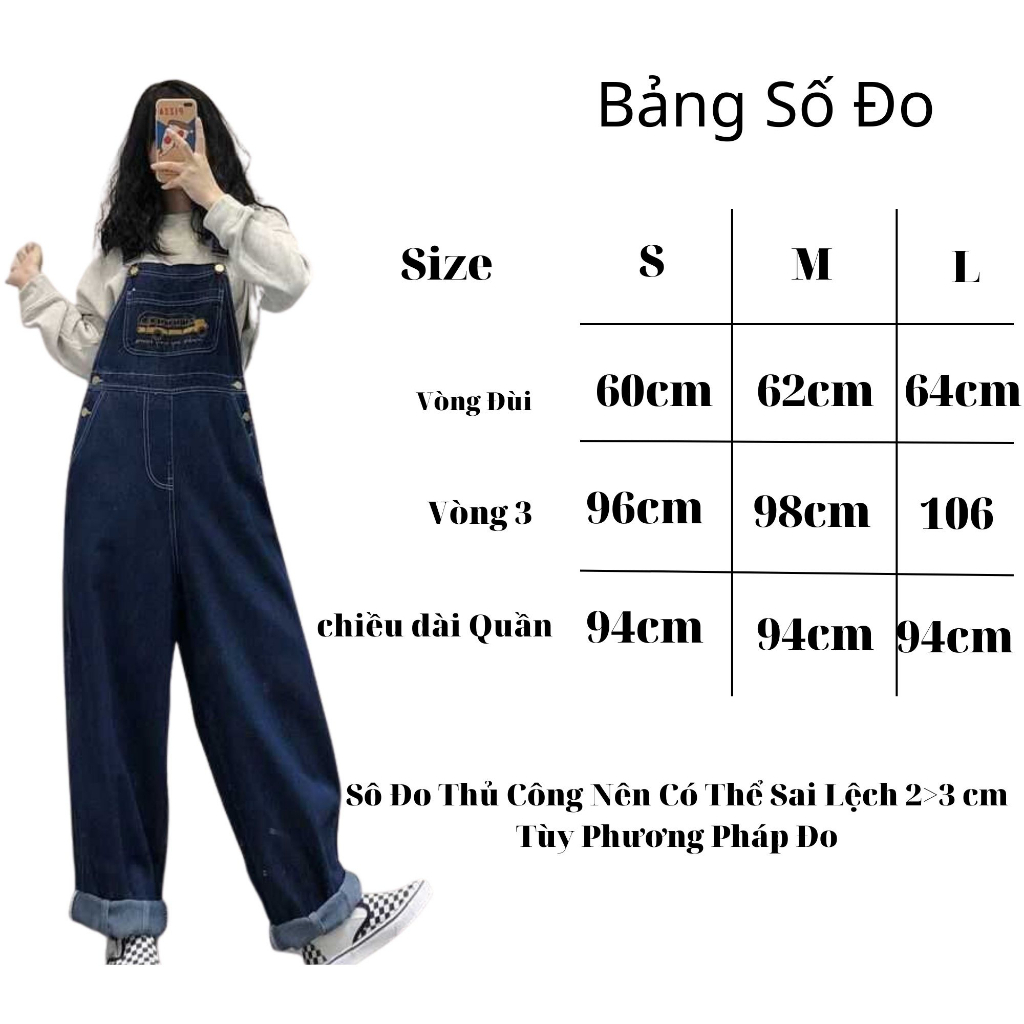 Yếm Quần Denim Chất Liệu Jeans Dày Dặn Ống Dài Rộng Thêu Họa Tiết Ô Tô Hottrend 2023 Phù Hợp Mọi Lứa Tuổi