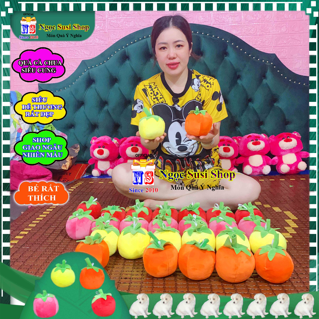 GẤU BÔNG HÌNH QUẢ CÀ CHUA NHỎ 8CM NHIỀU MÀU SIÊU MỊN RẤT DỄ THƯƠNG GIAO NHANH - NGẪU NHIÊN MÀU