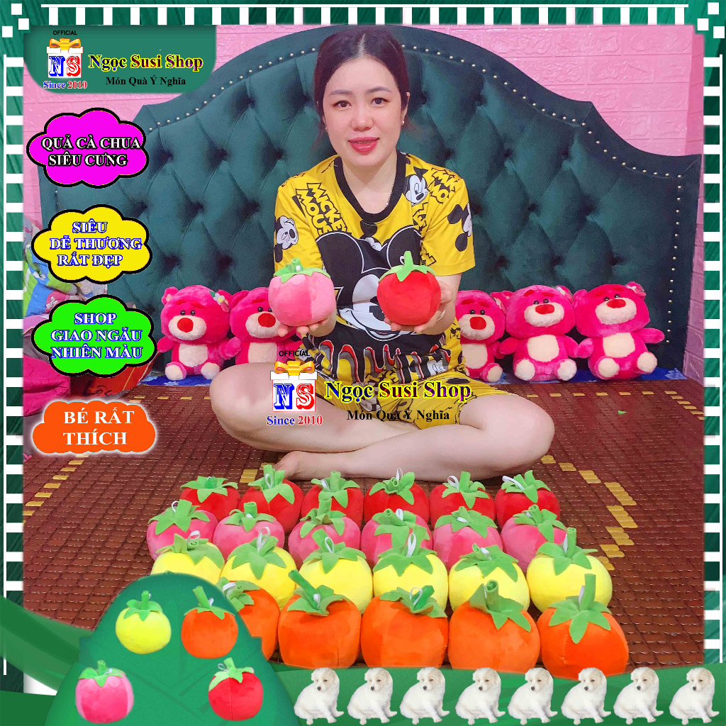 GẤU BÔNG HÌNH QUẢ CÀ CHUA NHỎ 8CM NHIỀU MÀU SIÊU MỊN RẤT DỄ THƯƠNG GIAO NHANH - NGẪU NHIÊN MÀU