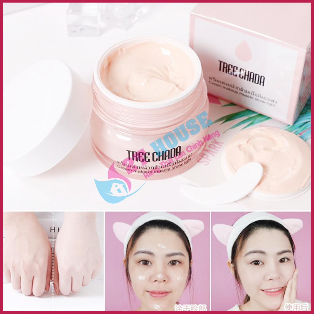 Kem trang điểm cho nàng lười/kem nền makeup dưỡng da căng mịn/sáng hồng thần thánh Tree Chada Thái Lan hủ 50g 2T House