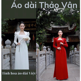Áo dài thiết kế form truyền thống cổ nữ hoàng -TV059