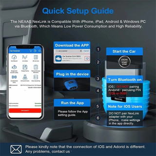 Nexas Bluetooth 5.0 OBD2 Car Diagnostic Scanner EOBD For iOS Android Windows