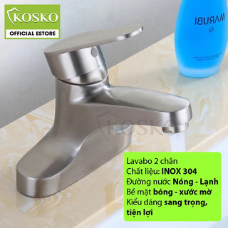 Vòi lavabo nóng lạnh Kosko inox 304 (Tặng kèm dây cấp bảo hành 12 tháng), vòi rửa mặt nóng lạnh, vòi chậu rửa mặt