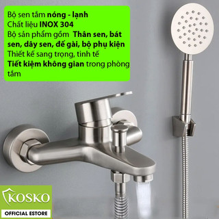Vòi sen tắm nóng lạnh Kosko inox 304 đầy đủ phụ kiện dễ dàng lắp đặt - Bảo hành 12 tháng, vòi rửa mặt, vòi lavabo