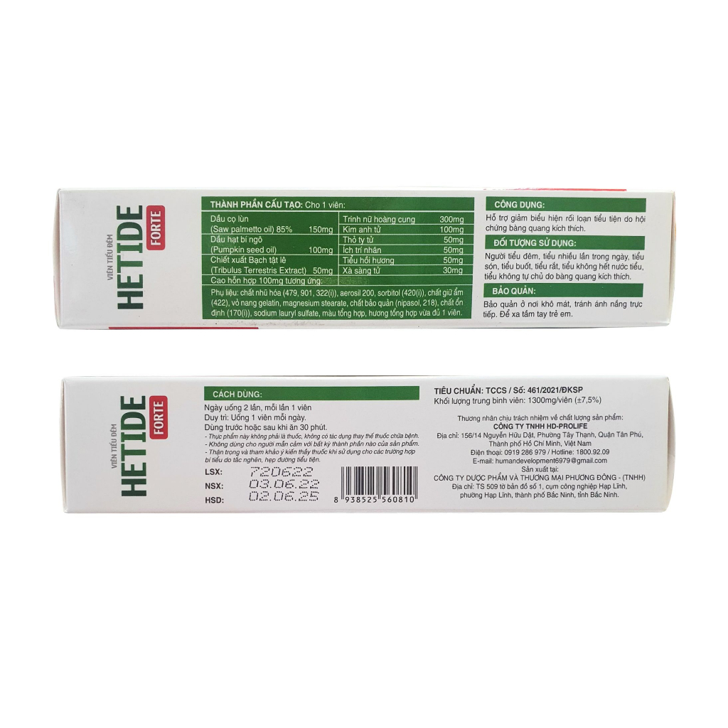Viên tiểu đêm HETIDE FORTE  - Giảm hội chứng bàng quang kích thích, dùng cho người tiểu đêm, tiểu nhiều lần.