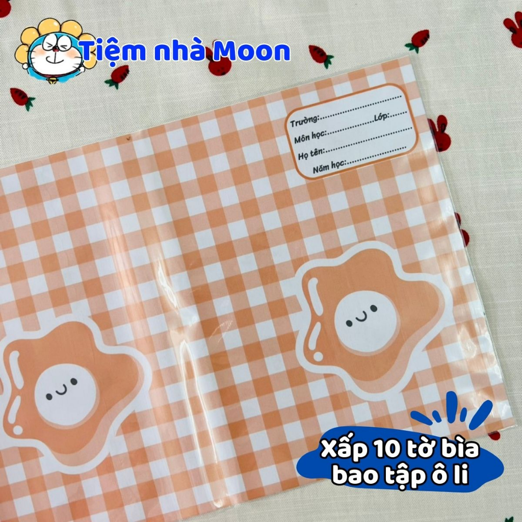 MẪU 6 - BAO TẬP KHỔ NHỎ 16cm*21cm -   BÌA BAO TẬP HÌNH CARO TRỨNG ỐP LA - BÌA BAO TẬP CUTE