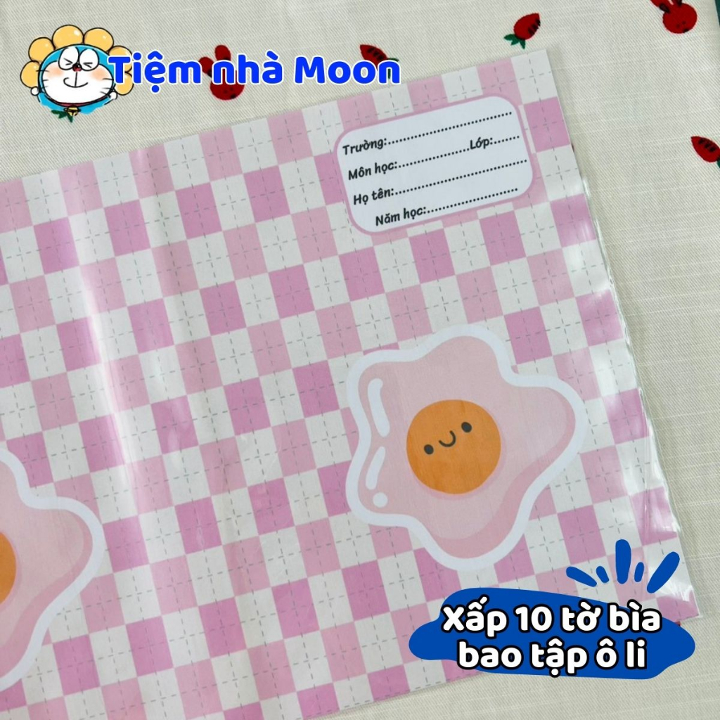 MẪU 6 - BAO TẬP KHỔ NHỎ 16cm*21cm -   BÌA BAO TẬP HÌNH CARO TRỨNG ỐP LA - BÌA BAO TẬP CUTE