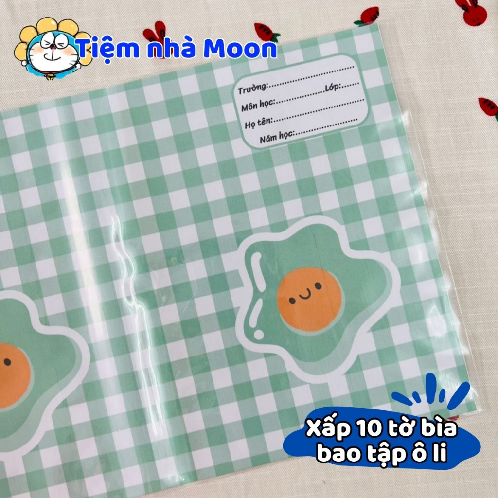 MẪU 6 - BAO TẬP KHỔ NHỎ 16cm*21cm -   BÌA BAO TẬP HÌNH CARO TRỨNG ỐP LA - BÌA BAO TẬP CUTE