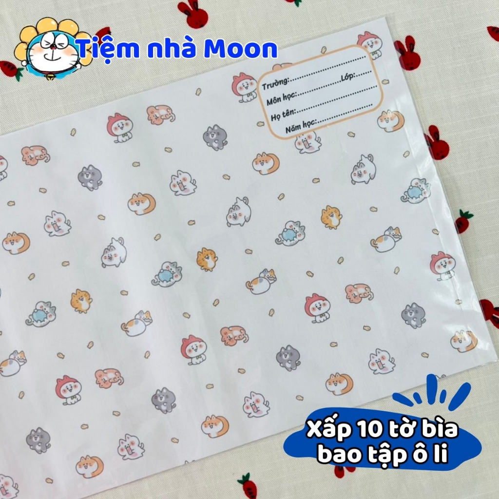 MẪU 6 - BAO TẬP KHỔ NHỎ 16cm*21cm -   BÌA BAO TẬP HÌNH CARO TRỨNG ỐP LA - BÌA BAO TẬP CUTE