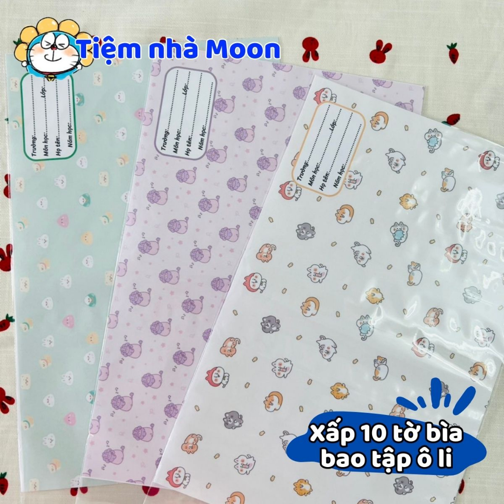 MẪU 6 - BAO TẬP KHỔ NHỎ 16cm*21cm -   BÌA BAO TẬP HÌNH CARO TRỨNG ỐP LA - BÌA BAO TẬP CUTE