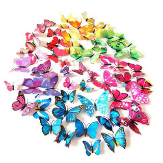 Bộ 12 hình bướm 3d 2 tầng cánh, đế nam châm - decor trang trí dán ở phòng, nhà cửa...