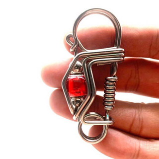 Móc khoá thủ công Inox 304 đá đỏ