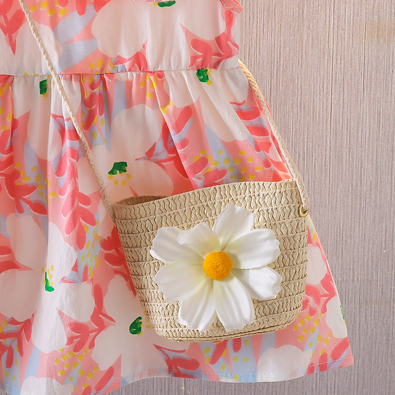 Đầm dài tay cô gái trẻ em mùa hè 2023 mới váy hoa xù xì điệu đà trẻ em cho bé trai và bé gái hàn quốc mùa hè tặng túi.