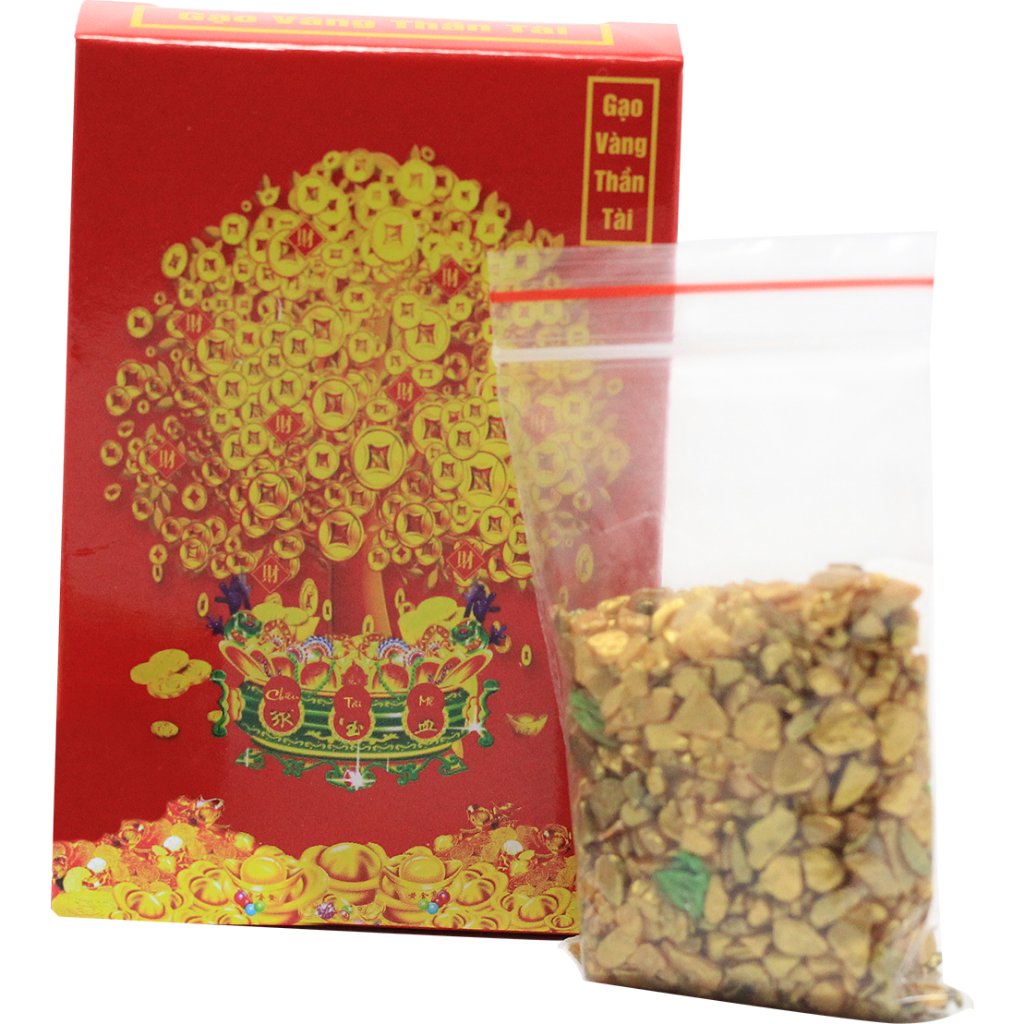 Gạo vàng thần tài - Phong Thủy Tam Nguyên - Kim T.iền may mắn, chiêu tài đặt bàn thờ tài lộc