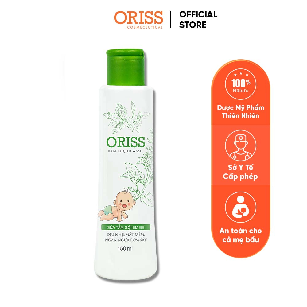 Sữa Tắm Gội Ngừa Rôm Sảy Cho Bé Oriss Baby Thành Phần Tự Nhiên Không Gây Khô Rát An Toàn Cho Da Em Bé 150ml