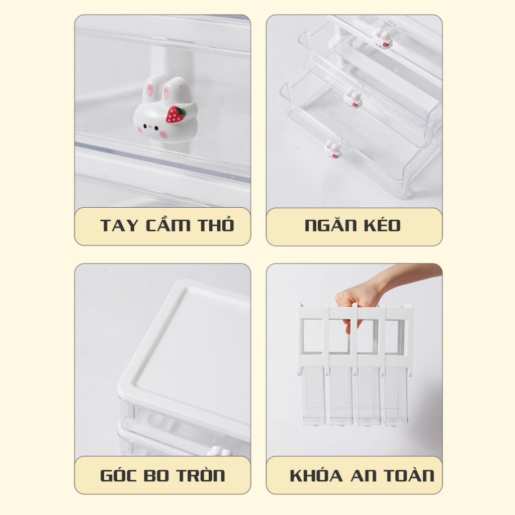 Kệ mỹ phẩm để bàn tủ ngăn kéo mini trong suốt đựng đồ trang điểm make up sang trọng tiện lợi