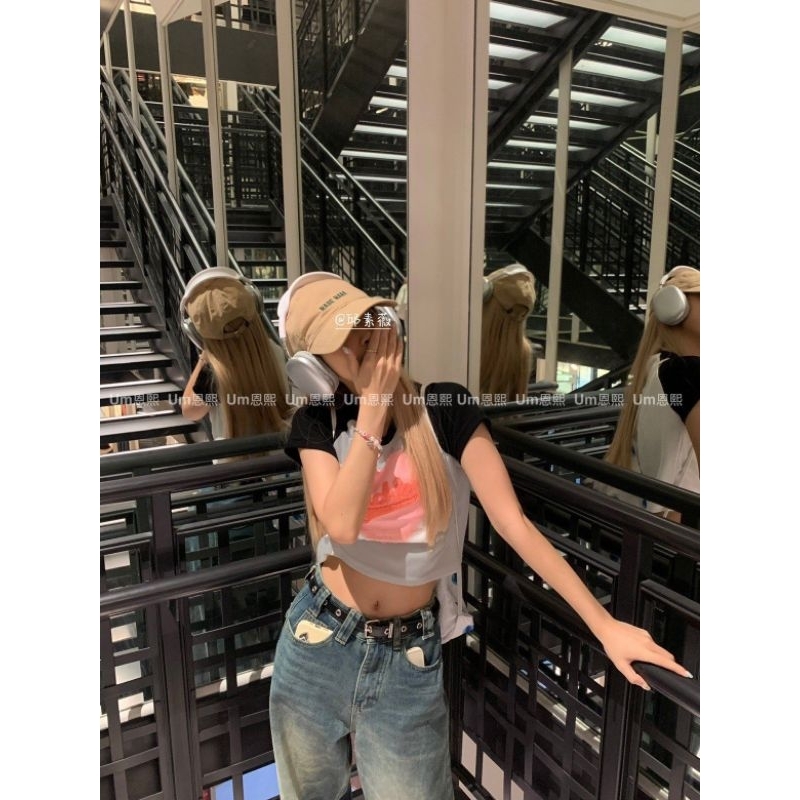 Áo Babytee Thêu Tim Hồng Cổ Tròn - Halinh Shop - Áo Thun Nữ Phối Tay Unisex