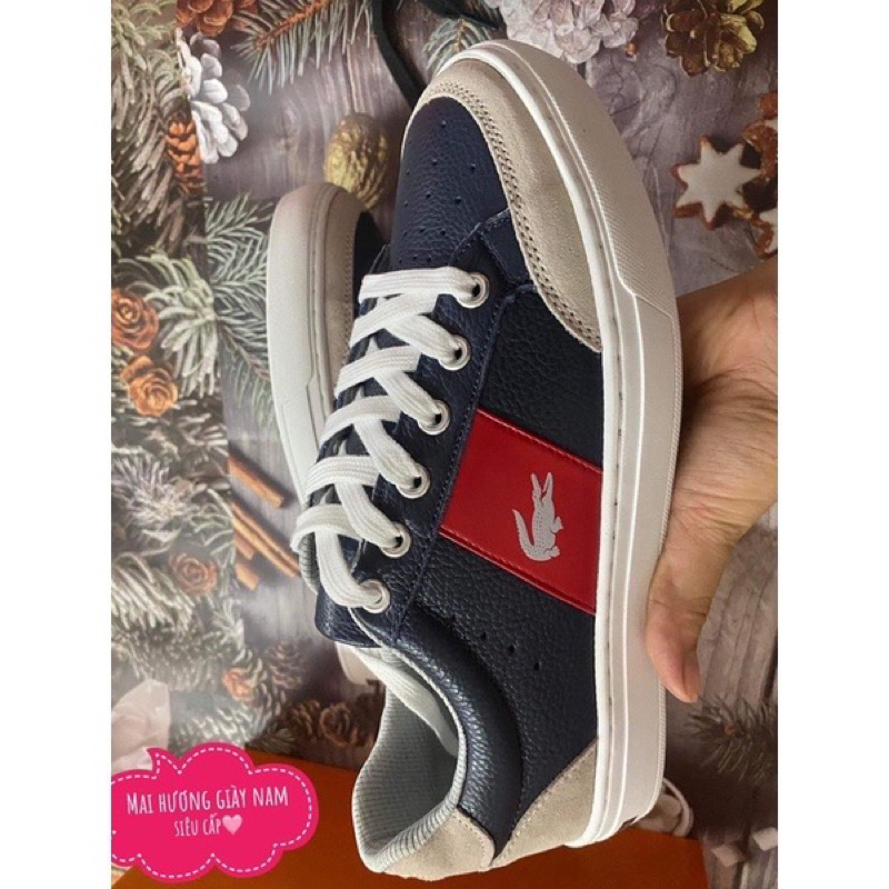 Giày lacoste chính hãng siêu cấp . Giày thể thao nam lacoste cá sấu buộc dây hàng da thật đế cao su kèm hộp