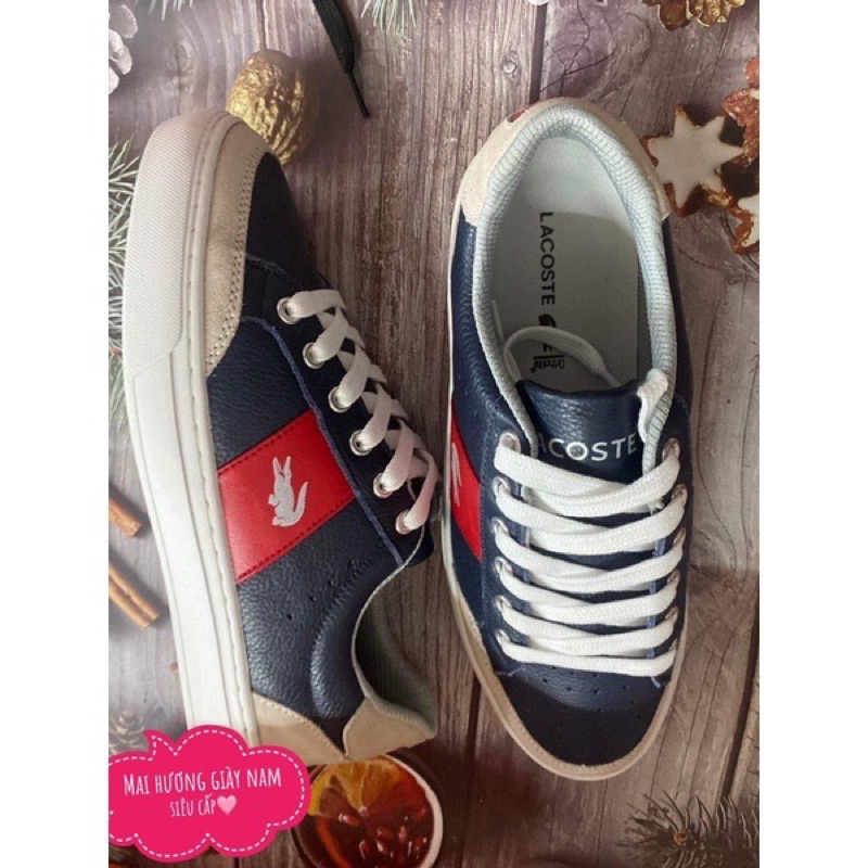 Giày lacoste chính hãng siêu cấp . Giày thể thao nam lacoste cá sấu buộc dây hàng da thật đế cao su kèm hộp