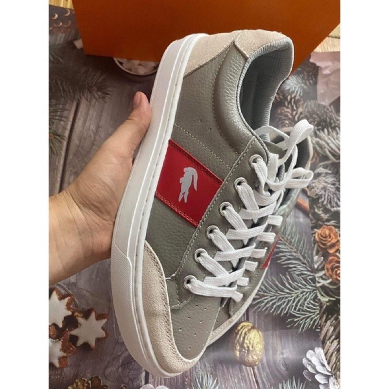 Giày lacoste chính hãng siêu cấp . Giày thể thao nam lacoste cá sấu buộc dây hàng da thật đế cao su kèm hộp