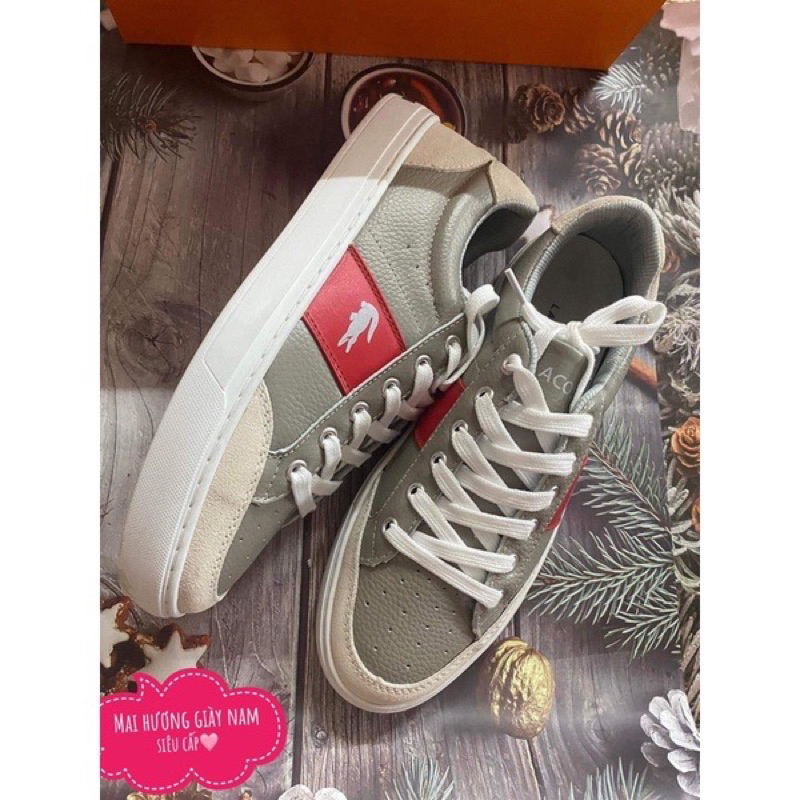 Giày lacoste chính hãng siêu cấp . Giày thể thao nam lacoste cá sấu buộc dây hàng da thật đế cao su kèm hộp
