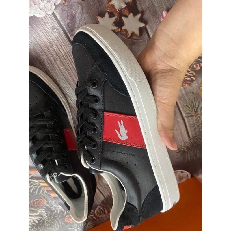 Giày lacoste chính hãng siêu cấp . Giày thể thao nam lacoste cá sấu buộc dây hàng da thật đế cao su kèm hộp