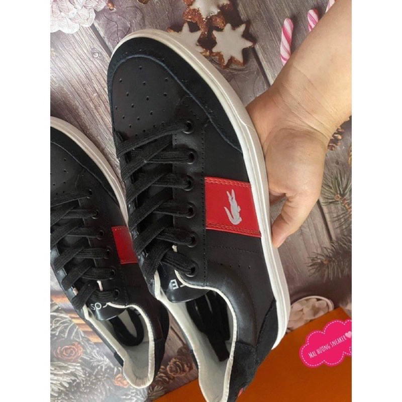 Giày lacoste chính hãng siêu cấp . Giày thể thao nam lacoste cá sấu buộc dây hàng da thật đế cao su kèm hộp