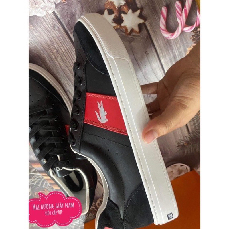 Giày lacoste chính hãng siêu cấp . Giày thể thao nam lacoste cá sấu buộc dây hàng da thật đế cao su kèm hộp