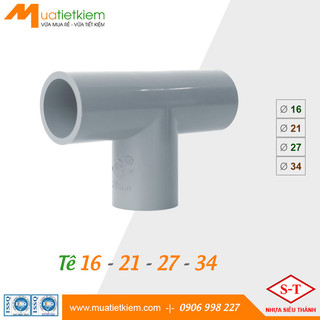 Tê PVC phi 16, 21, 27, 34, phụ kiện ống nước (Siêu Thành)