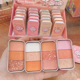 Phấn mắt mix nhũ Peach đào hộp thiếc của kissbeauty