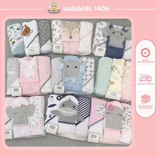 Set 3 khăn ủ HUDSON baby, chăn ủ cotton, ủ choàng cho bé ra ngoài