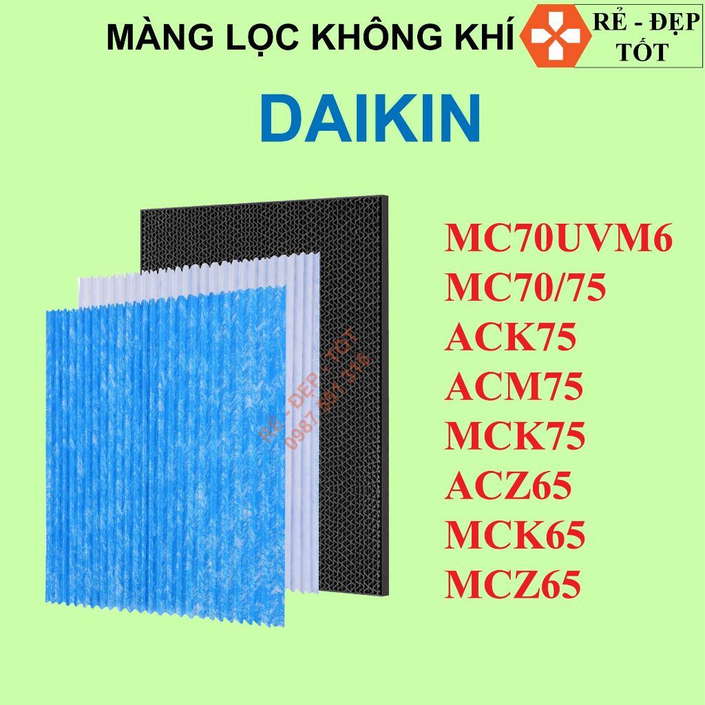 Màng lọc không khí daikin MC70 MCK75 MCZ65, màng lọc hepa daikin. màng lọc than hoạt tính daikin MCK65