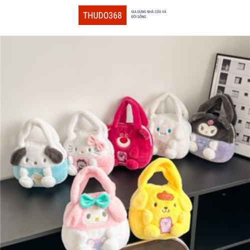 Túi hoạt hình mini cầm tay cho bé gái chất liệu lông nhung mềm mịn