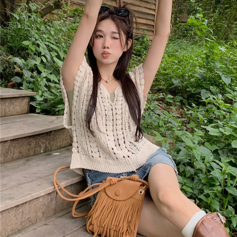 Túi tua rua da bò mini đeo chéo CÓ ẢNH THẬT phong cách bohemian thời trang du lịch ulzzang