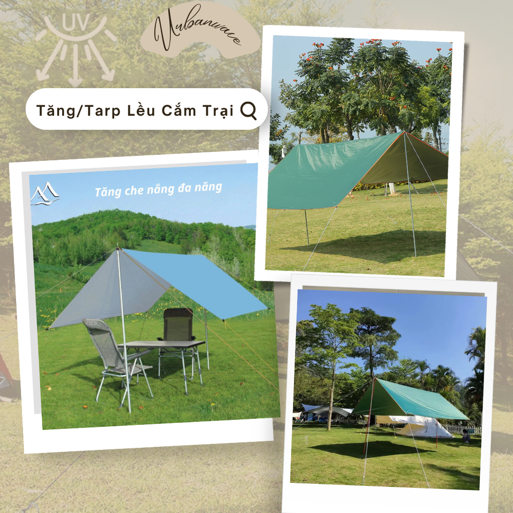 Tấm tăng bạt lều cắm trại dã ngoại du lịch picnic,chống nắng chống mưa tốt,đa năng tiện lợi dễ cầm theo du lịch