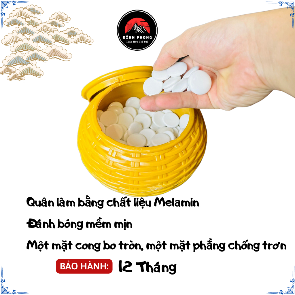 Cờ vây cao cấp mỗi bên 180 quân là 360 quân đen trắng tặng bàn giấy bóng siêu giai bền đẹp bảo hành 5 năm không thay