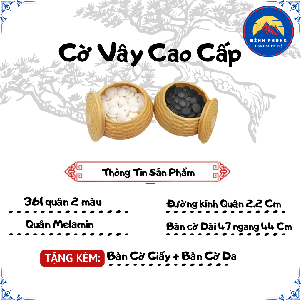Cờ vây cao cấp mỗi bên 180 quân là 360 quân đen trắng tặng bàn giấy bóng siêu giai bền đẹp bảo hành 5 năm không thay