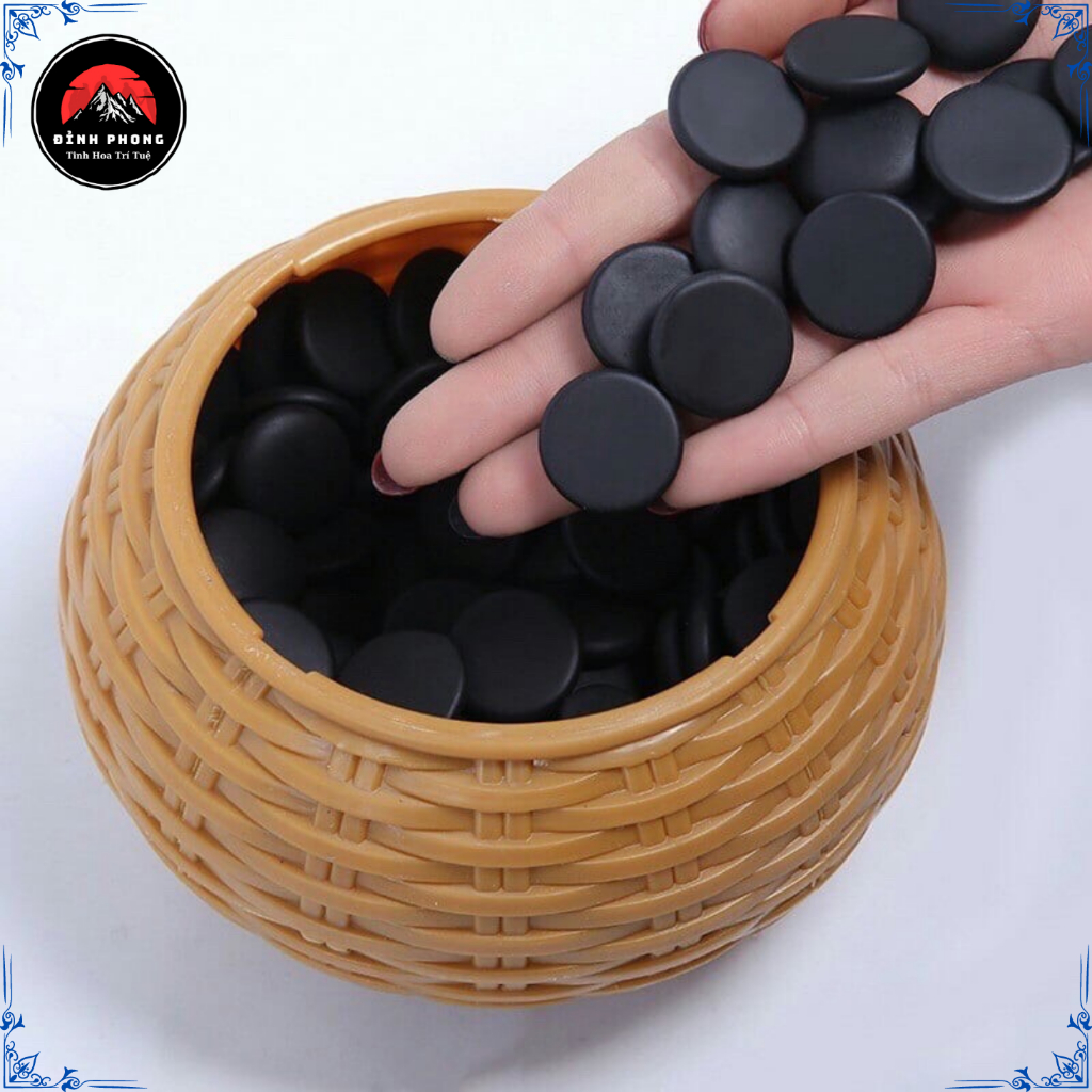 Cờ vây cao cấp mỗi bên 180 quân là 360 quân đen trắng tặng bàn giấy bóng siêu giai bền đẹp bảo hành 5 năm không thay