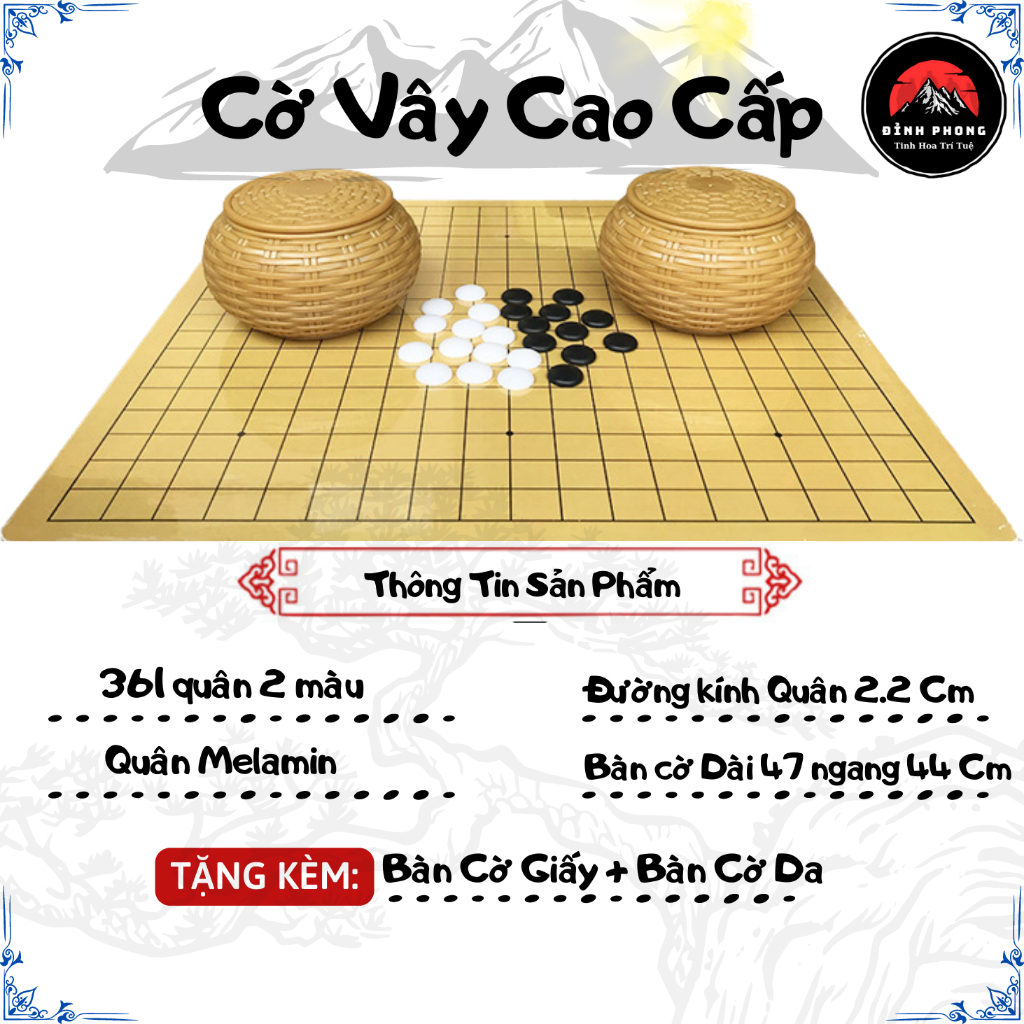 Cờ vây cao cấp mỗi bên 180 quân là 360 quân đen trắng tặng bàn giấy bóng siêu giai bền đẹp bảo hành 5 năm không thay